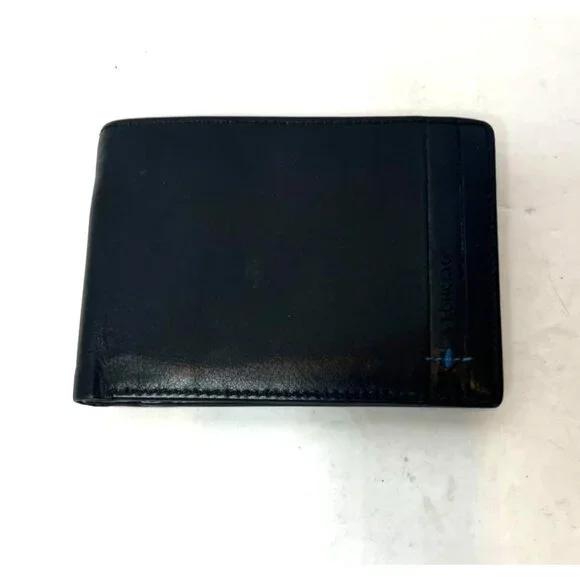 RV Roncato Black Leather Wallet With Coin Pocket & 4 Card Slots Mens Slim Design