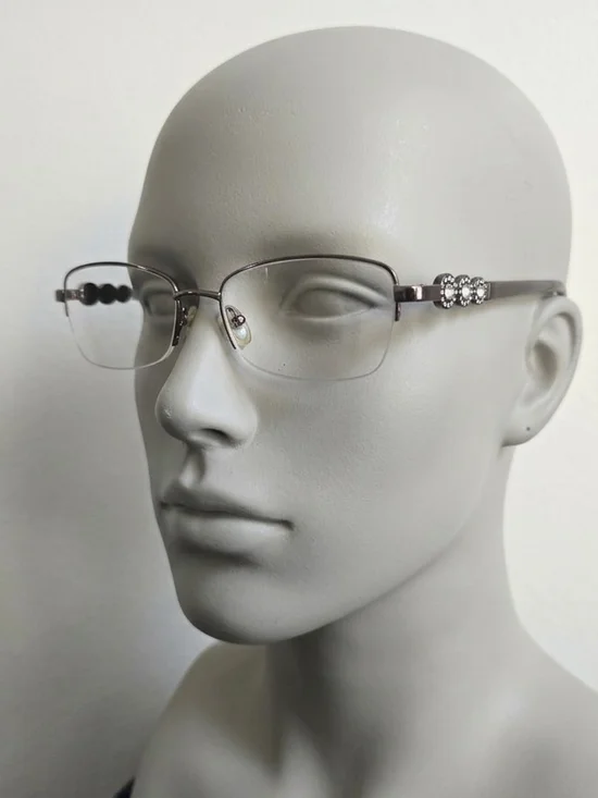 Rhinestone Detail Rimless Reading Glasses - Silver