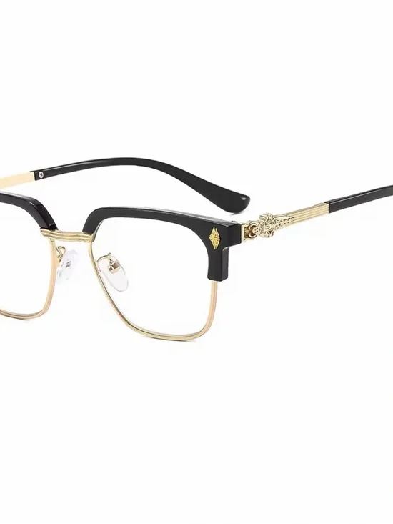 Malcolm X Black and Gold Women's Semi-Rim Eyeglasses