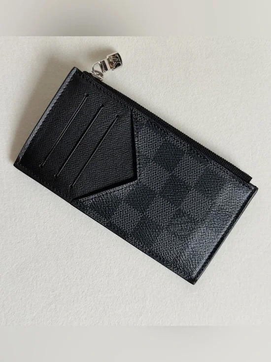 Louis Vuitton Damier Graphite Coin Card Holder Zipper Card Wallet Box & Dust Bag