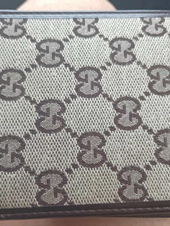 Gucci Monogram Canvas Wallet - Brown and Beige
