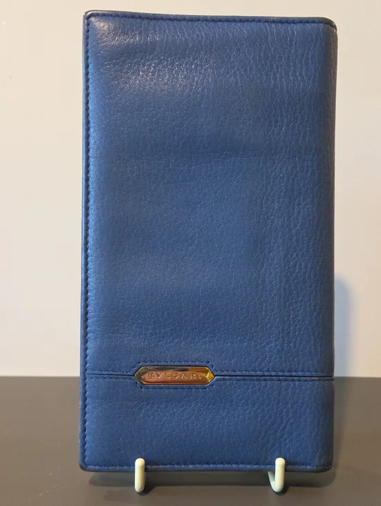 Bvlgari Blue Calfskin Leather Long Wallet