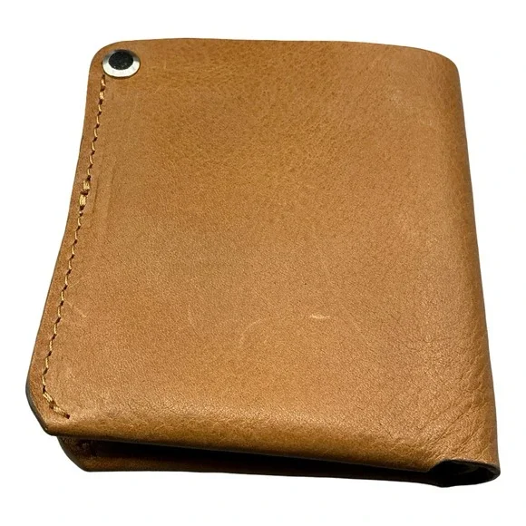 Geometric Goods Tan Leather Bifold Wallet Mens  Handmade Compatible with Airtag