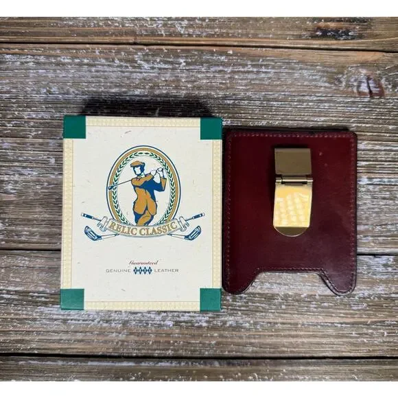 Relic Golf Classic‎ Leather Money Clip Wallet Vintage Aesthetic Old Money Brown