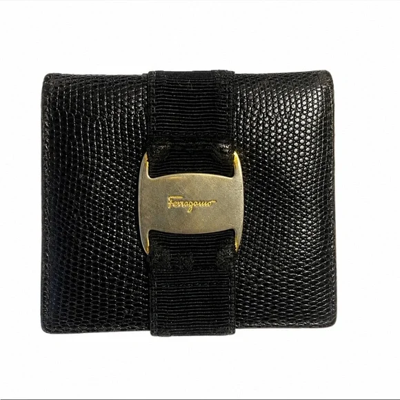 Salvatore Ferragamo Black Vara Bow Leather Wallet