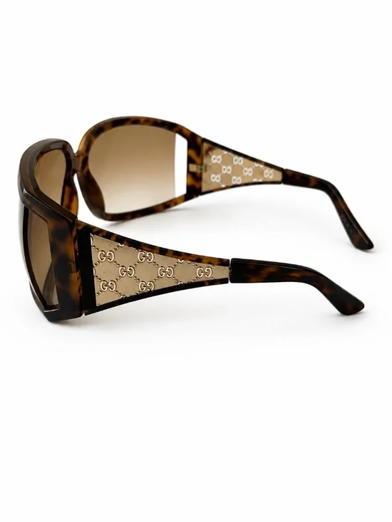 GUCCI Vintage Y2K Tortoise Monogram GG Logo Sunglasses Rare