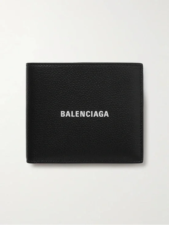 BALENCIAGA Logo-Print Full-Grain Leather Billfold Wallet