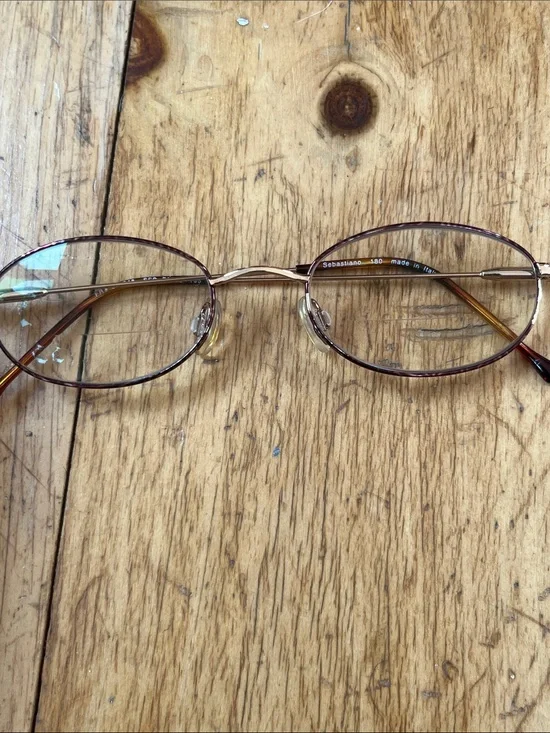Sebastiano Oval Metal Frame Glasses in Gold and Brown