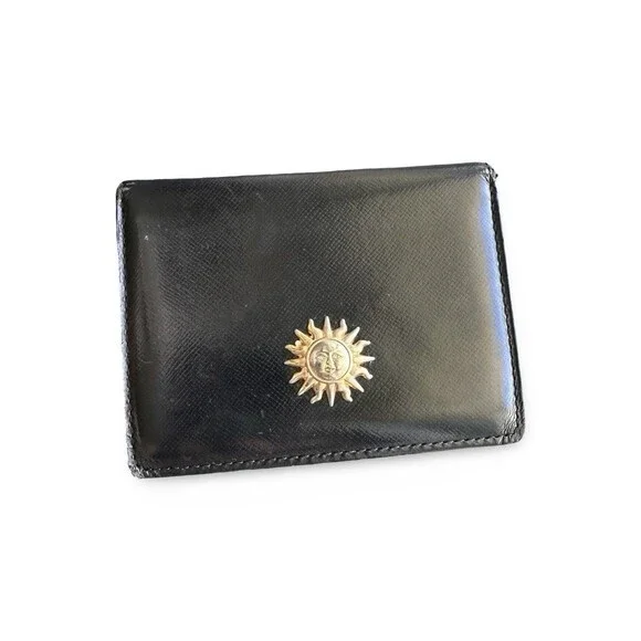 Authentic Vintage Gianni Versace Black Leather Bifold ID & Card Wallet