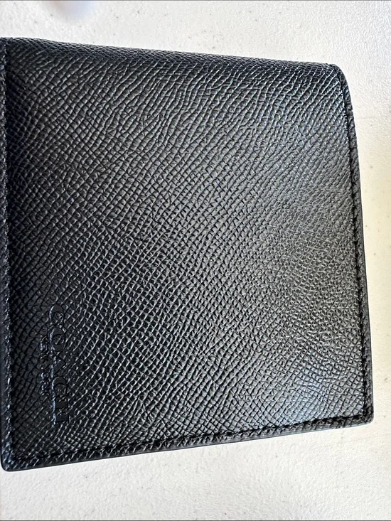 Coach Black Textured Leather Bifold Wallet for Men