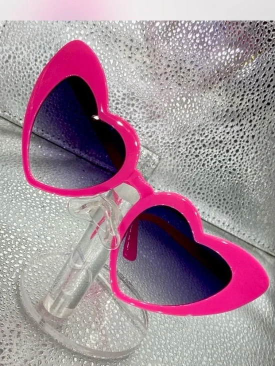 *** Hot Posh Pink  ^^^ Heart-Shaped Sunglasses ***