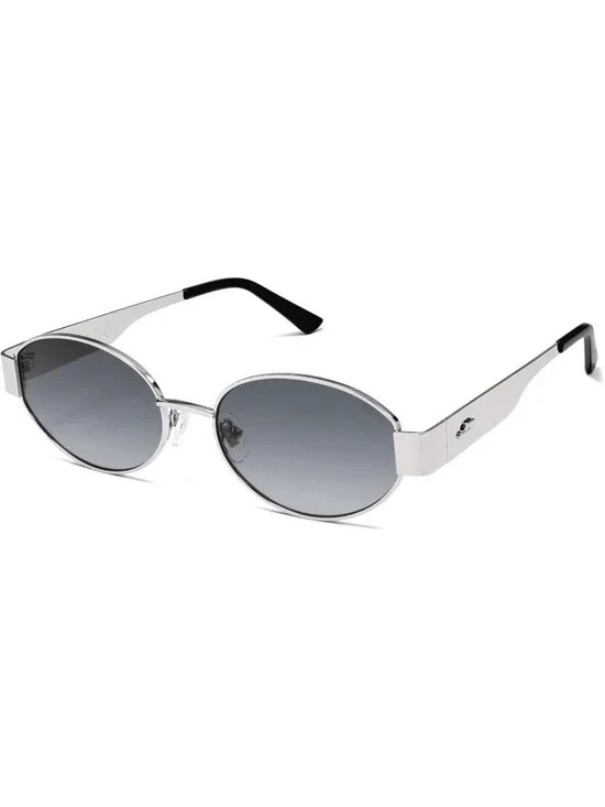 Women's Silver Blue Lens Retro Oval Trendy Shades UV400 Protection Sunglasses
