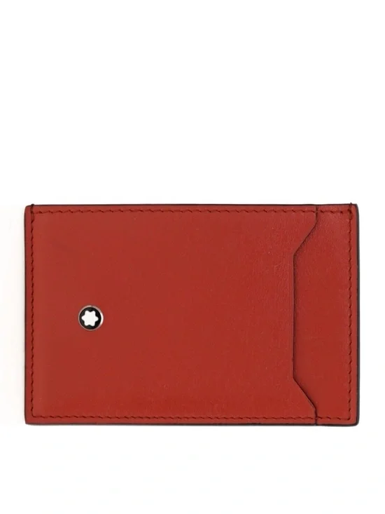 Montblanc Slim Business Card Holder Wallet 3cc Bicolor Red Black Leather New