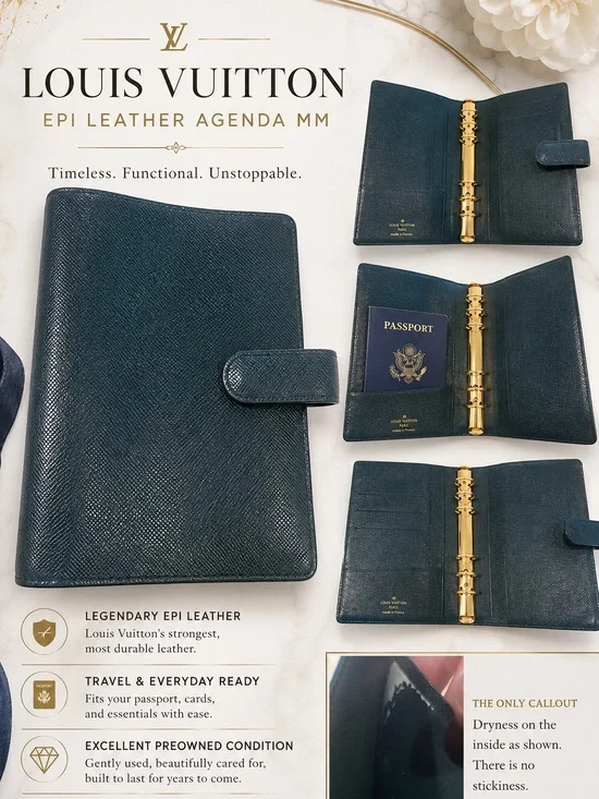 Louis Vuitton Epi Leather Agenda MM in Deep Forest Green