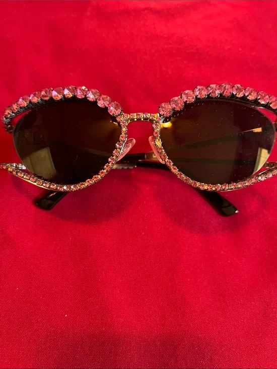Women's Pink Crystal Frame Sunglasses