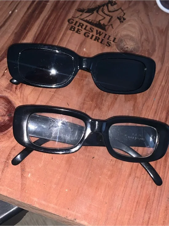 Black Rectangular Sunglasses and Eyeglasses Set Sunnies bundle