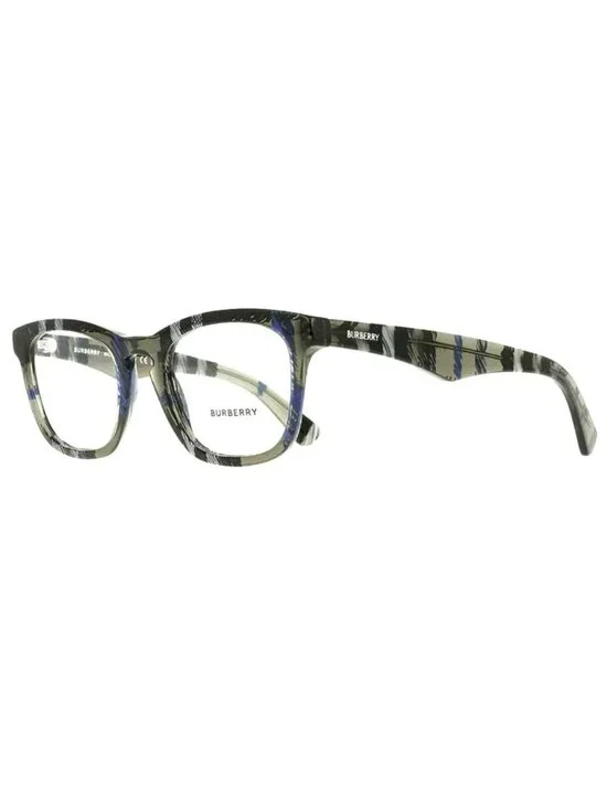 Burberry Eyeglasses  B2291 Square Frame Gray & Blue Plaid Acetate New