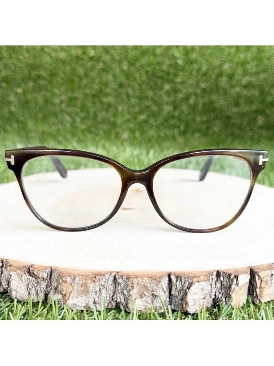 Tom Ford Eyeglasses Cat-Eye Frame TF5291 Havana Brown Green Red Stripe 55-16-140