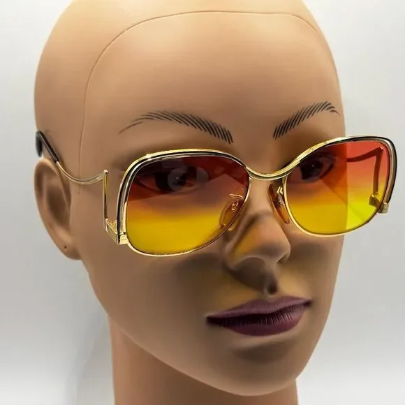 Vintage NOS Drop Temple Dramatic Eyeglass Frames with New Non-RX Lenses | Retro