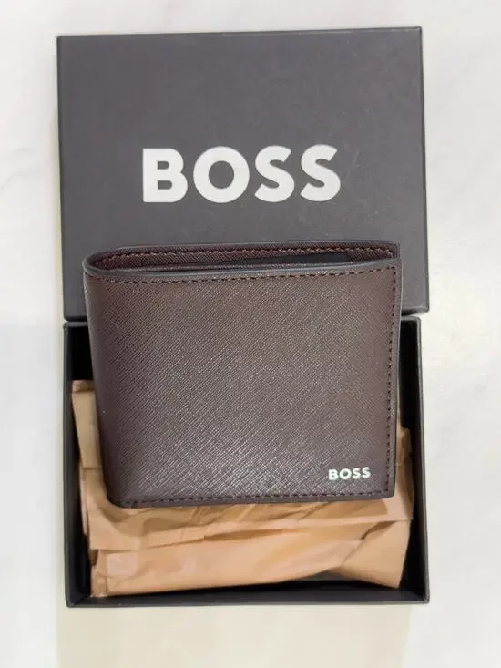 NWT BOSS Zair Bifold Leather Wallet, Brown, $90 MSRP