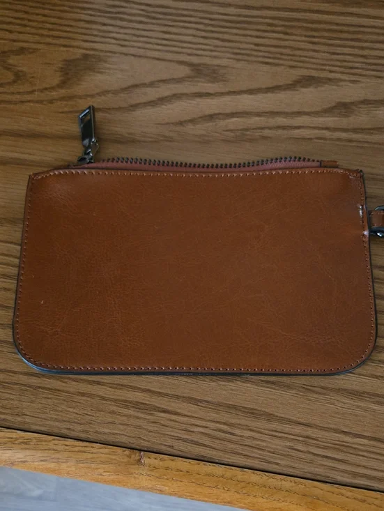 Leather Wrist Pouch - Brown