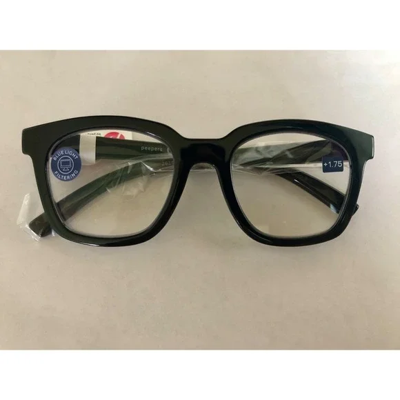 New‎ Peepers Black To the Max Blue Light Filtering Reading Glasses +1.75