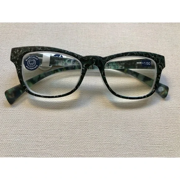 New Green Leopard Peepers BLUE LIGHT FILTERING Reading Glasses +1.50‎