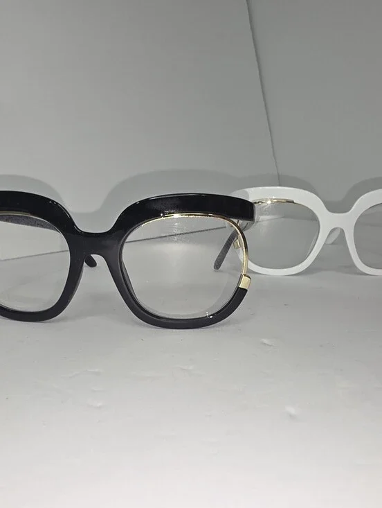 Oversized Black & White Browline Eyeglass Frames Bundle Of 2 Retro Vintage Chic