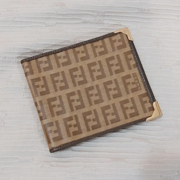 Fendi Brown Monogram Bifold Wallet with Corner Hardware