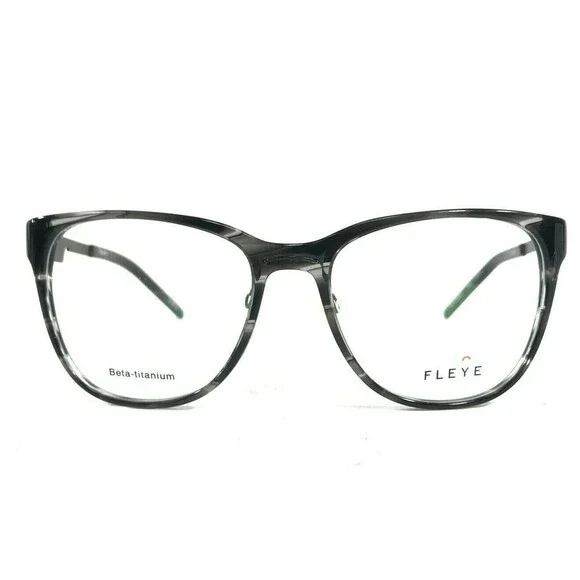 Fleye TILDA COL.033 Eyeglasses Frames Black Gray Horn Square MISSING NOSE PIECE