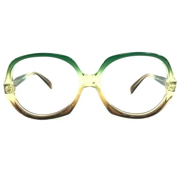 Rodenstock J 202 Eyeglasses Frames Brown Green Round Clear Thick Rim 54-16-130