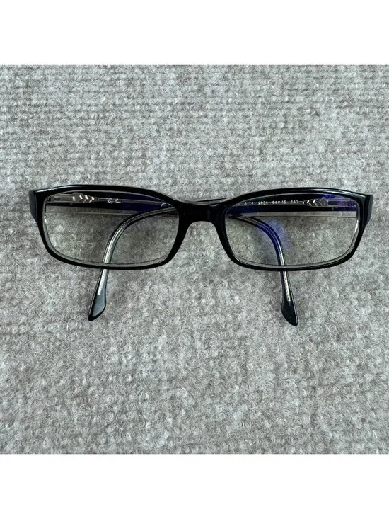 Ray Ban RB5114 Optics 2034 54-16 Rectangular Eyeglass Frames Black Clear Y2K