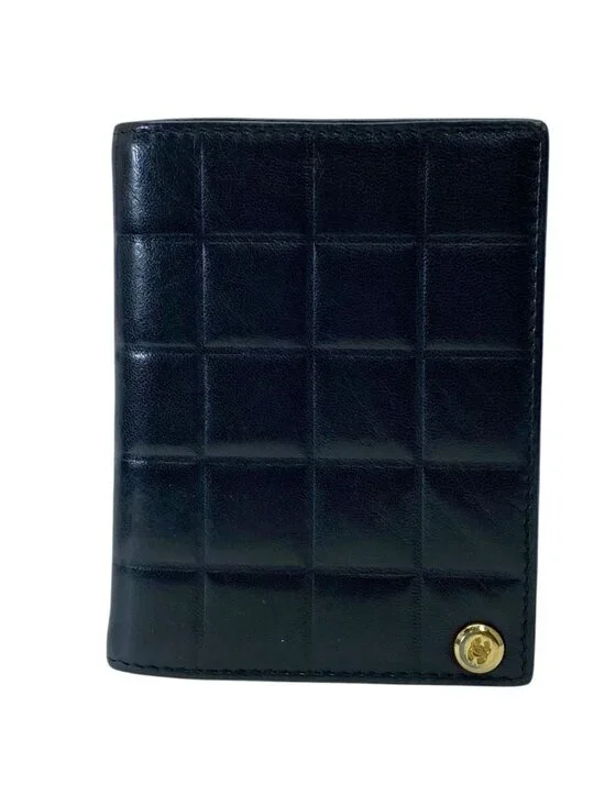 Chanel Chocobar Card Case CC Logo Slide Type Lambskin Black High Quality Daily