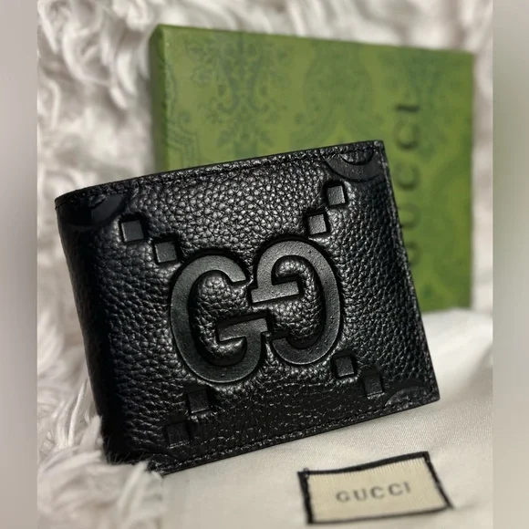 🖤🖤Black FASHION DESIGN Jumbo G pebble grain leather bi-fold wallet🖤🖤NWOT