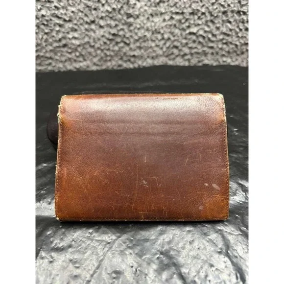 Vintage Loewe Men's Leather Logo Embossed Credit Card Bifold Wallet Brown‎