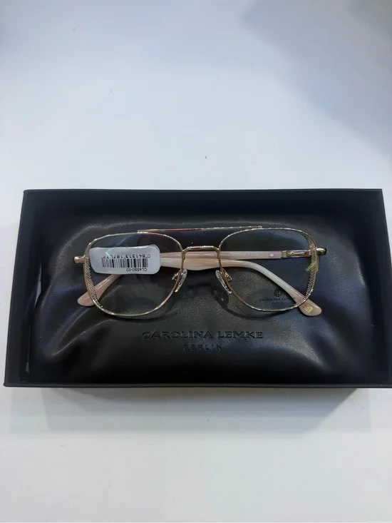 Carolina Lemke Women's Gold & Pink Metal Frame Glasses