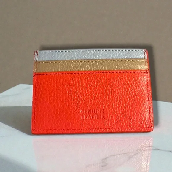 Mundi Margot‎ Genuine Calfskin Leather Card Case Wallet Tri-Color Nordstrom NEW