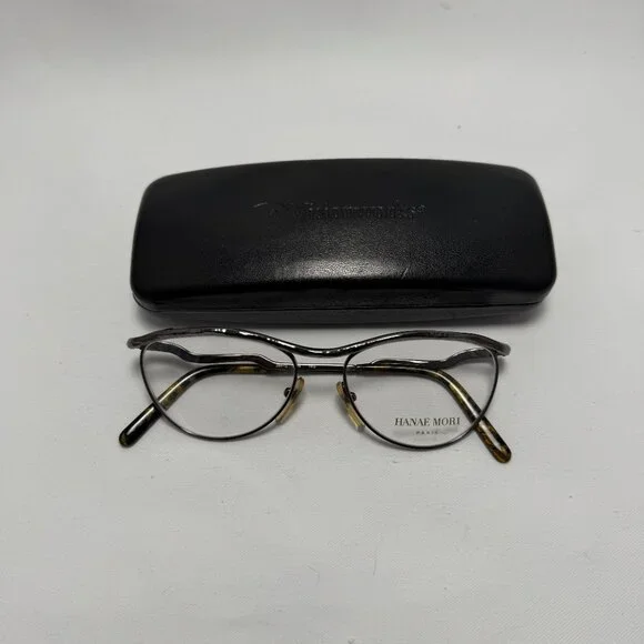 Hanae Mori Paris Gunmetal Eyeglasses - Frames Only