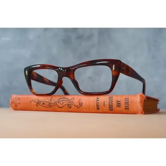 Vintage Cateye Eyeglasses 1960s Made In France ebony Rockabilly pin up Retro