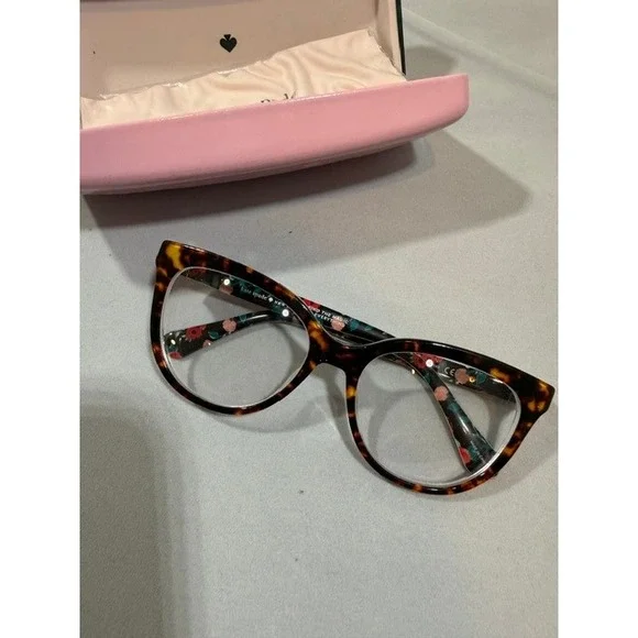 Kate Spade Cherette VH8 140 Tortoise Floral Cat Eye Eyeglasses with Case RX