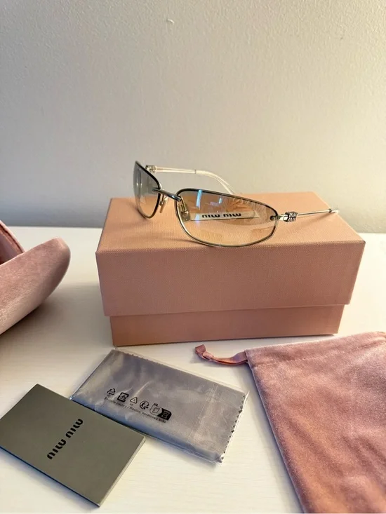 Miu Miu Silver Glasses with Soft Pink Case