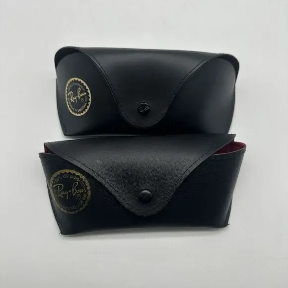 Genuine Ray Ban Sunglasses Case Only Empty Black Faux Leather Snap Replacement