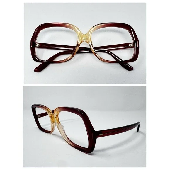 1970s Shuron New Old Stock Eyeglass Frames Burgundy Amber Fade 56-16-140 USA