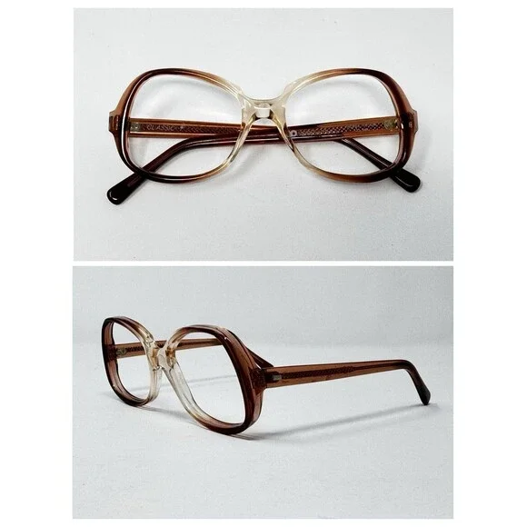 1970s American Optical Classic New Old Stock Eyeglass Frames Amber 50-17-135