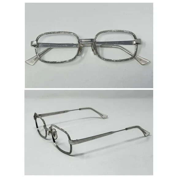 1970s Allan U.S.A. Silver Glitter New Old Stock Eyeglass Frames 45-17-135