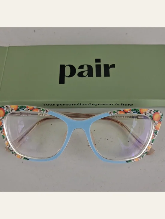 Pair Eyeware Floral Orange & Light Blue Topper for Wanda Frames