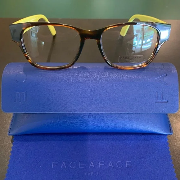 FACE A FACE JAMES 1 Col. 1199 Tortoise & Green. 53mm Square Eyeglasses