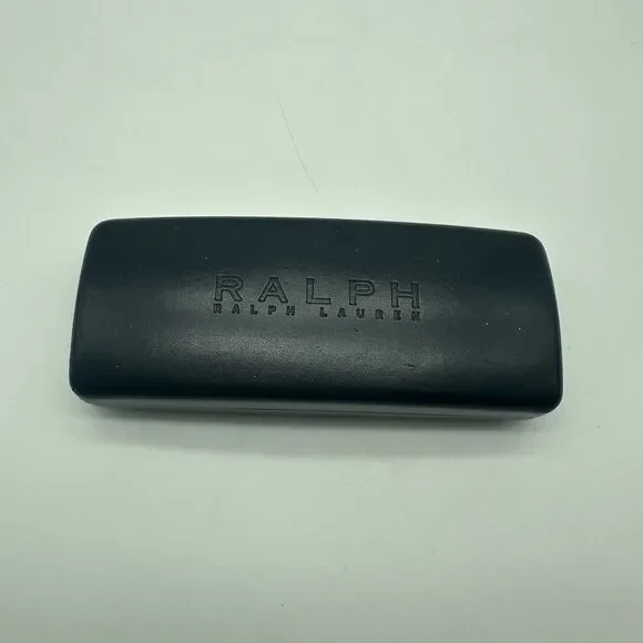 Ralph Lauren Glasses Case Black Leather Hard Clamshell Eyeglasses Case