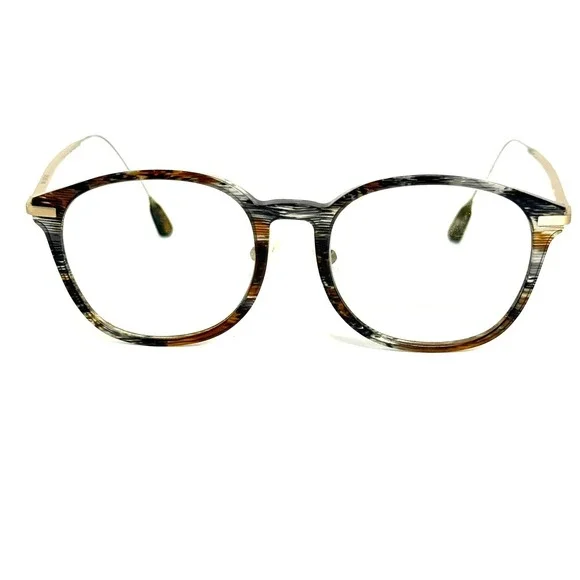 Barton Perreira Tortoise Round Eyeglasses Gold Metal Temples Frames 23679
