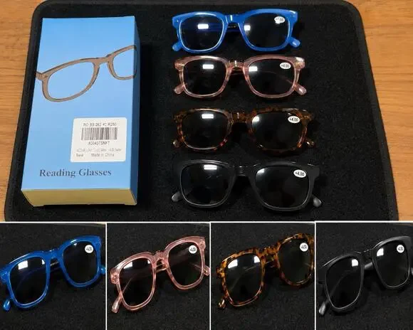 4 Pack Reading Glasses +2.5 Oversized Fashion Frames Assorted Colors New